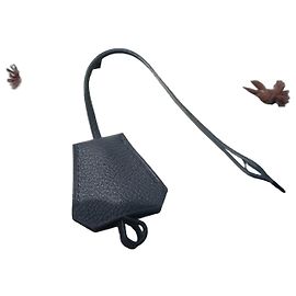 Hermès Clochette em couro preto para Haut à Courroies Birkin Voyage