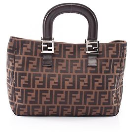 Borsa Tote Fendi Zucca Marrone e Nera Pelle e Tela