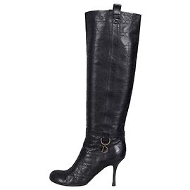 Christian Dior Black Leather Boots with Logo Charms - EU 40 Pre-owned