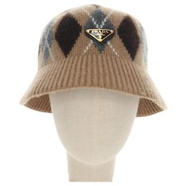 Sombrero bucket Prada con logotipo triangular en lana y cachemira