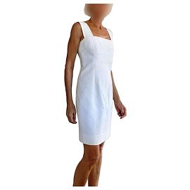 Autre Marque Weißes Mini-Trägerkleid aus Baumwoll-Piqué