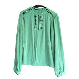 Blusa in seta verde con ritagli Diane von Furstenberg