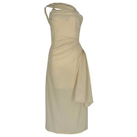 Vestido midi Jacquemus Le Raphia La Robe Abanada em lã creme