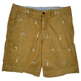 Pantalones cortos de algodón marrón con bordado de tenis de Polo by Ralph Lauren