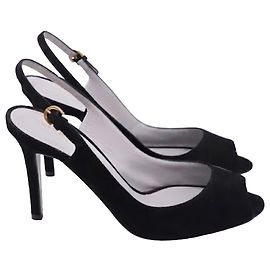 Sandalias Slingback Sergio Rossi de tacón en ante negro