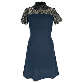 Abito Mini Sandro Iberia ace Accent in Poliestere Blu Navy