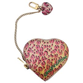 Louis Vuitton Beige and Pink Vernis Sprouse Leopard Coeur Coin Purse