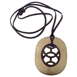 Hermès Hermes Cord Lift Halskette aus Büffelhorn und Lack in Braun und Gold