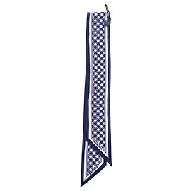 Miu Miu Pañuelo Twilly Bandeau de seda con estampado geométrico azul y blanco