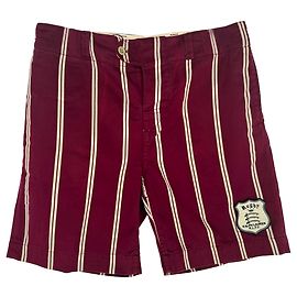 Pantaloncini a righe Ralph Lauren Rugby con patch logo in cotone burgundy