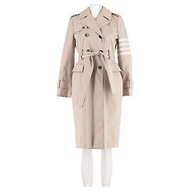 Thom Browne gabardina beige de largo medio