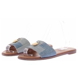 Louis Vuitton Denim Sandalen Blau Größe 40