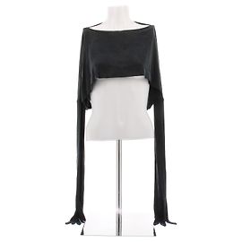 Mm6 Schwarzes Crop-Top mit integrierten Handschuhen