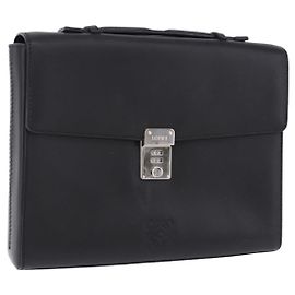 LOEWE Anagram Handtasche Leder Schwarz Silber