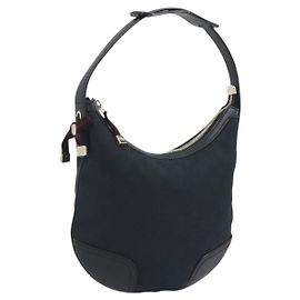 GUCCI GG Canvas Pretty Shoulder Bag Black Gold 162895