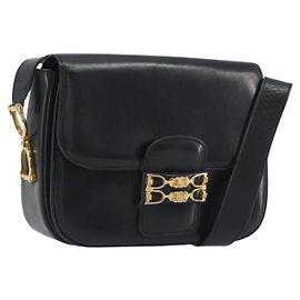 Céline CELINE Schultertasche aus Leder Schwarz Gold
