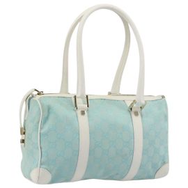 GUCCI GG Canvas Handtasche Hellblau Gold 000 0851