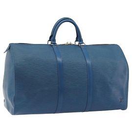 LOUIS VUITTON Epi Keepall 50 Boston Bag Blue M42965 LV