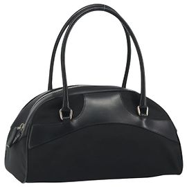 PRADA Handtasche Nylon Leder Schwarz Silber