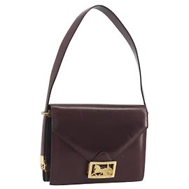 Céline CELINE Schultertasche Leder Bordeaux Gold