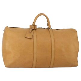 LOUIS VUITTON Epi Keepall 60 Boston Bag Brown Zipangu Gold M42948 LV