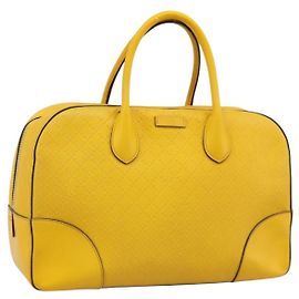 GUCCI Bolsa de Mão Diamante Couro Amarelo Prata 354332