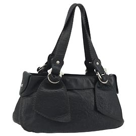 Salvatore Ferragamo Gancini Tote Bag Leather Black Silver