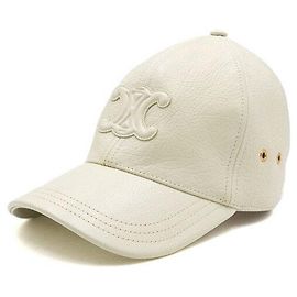 Céline Gorra de Béisbol Trionf para Mujer en piel de becerro blanca