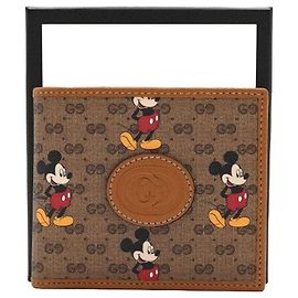 Gucci Cartera Brown Supreme Canvas GG Logo Mickey Mouse Print