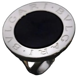 Bulgari Anello in oro bianco e onice Misura
