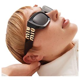 Miu Miu Occhiali da sole Cat Eye Bold Black Acetate Big Logo Decoration