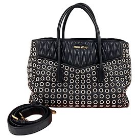 Miu Miu Sac Tote Biker Punching Sac à Épaule Noir