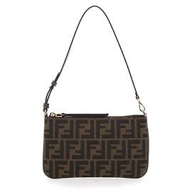 Fendi Jacquard Baguette Pouch Bag Braun