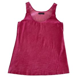Stouls Framboise Tanktop aus mikroperforiertem Samtleder