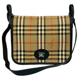 Bolsa de Ombro Burberry Nova Check em Lona e Couro