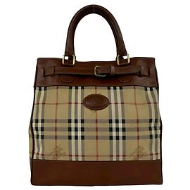 Burberry Nova Check Shadow Horse Pattern Leder Tote Bag