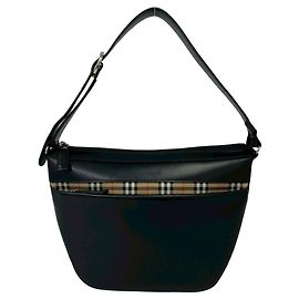 Burberry Vintage Nova Check Pattern Lederschultertasche