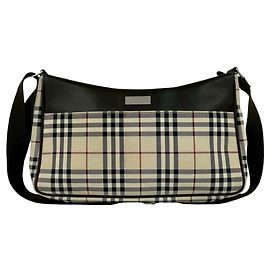 Bolsa de Ombro Burberry Nova Check em Lona e Couro