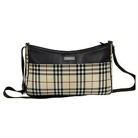 Borsa a tracolla in pelle e tela con motivo Nova Check Burberry