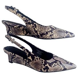 Autre Marque Décolleté wedge con cinturino in pelle
