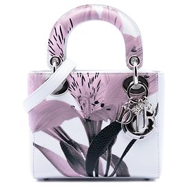Autre Marque Dior Mini Lady Dior aus weißem Hirschleder mit Blumenprint