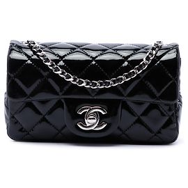Chanel Black Extra Mini Rectangular Classic Patent Single Flap
