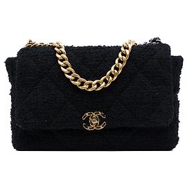 Chanel Black Maxi Tweed 19 Flap