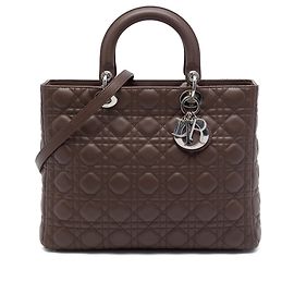 Autre Marque Dior Brown Large Lambskin Cannage Lady Dior
