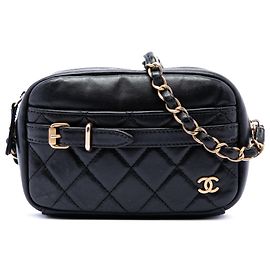 Chanel Black Small Quilted Lambskin Buckle Camera Bag