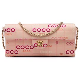 Chanel Pink CC Chocolate Bar Canvas Logo East West Flap