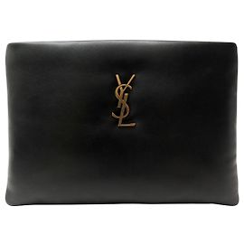 Autre Marque NUOVA SAINT LAURENT CALYSPO SMALL POUCH A MANO 765025 PELLE NERA SAC POUCH