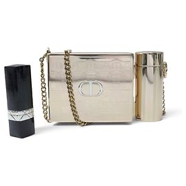 NUOVA BORSA A MANO CHRISTIAN DIOR ROSSA MINAUDIERE ORO EDIZIONE LIMITATA TRACOLLA