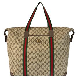 Borsa Gucci Boston Marrone Beige in Tela