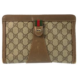 Pochette Gucci Marrone Beige in Tela